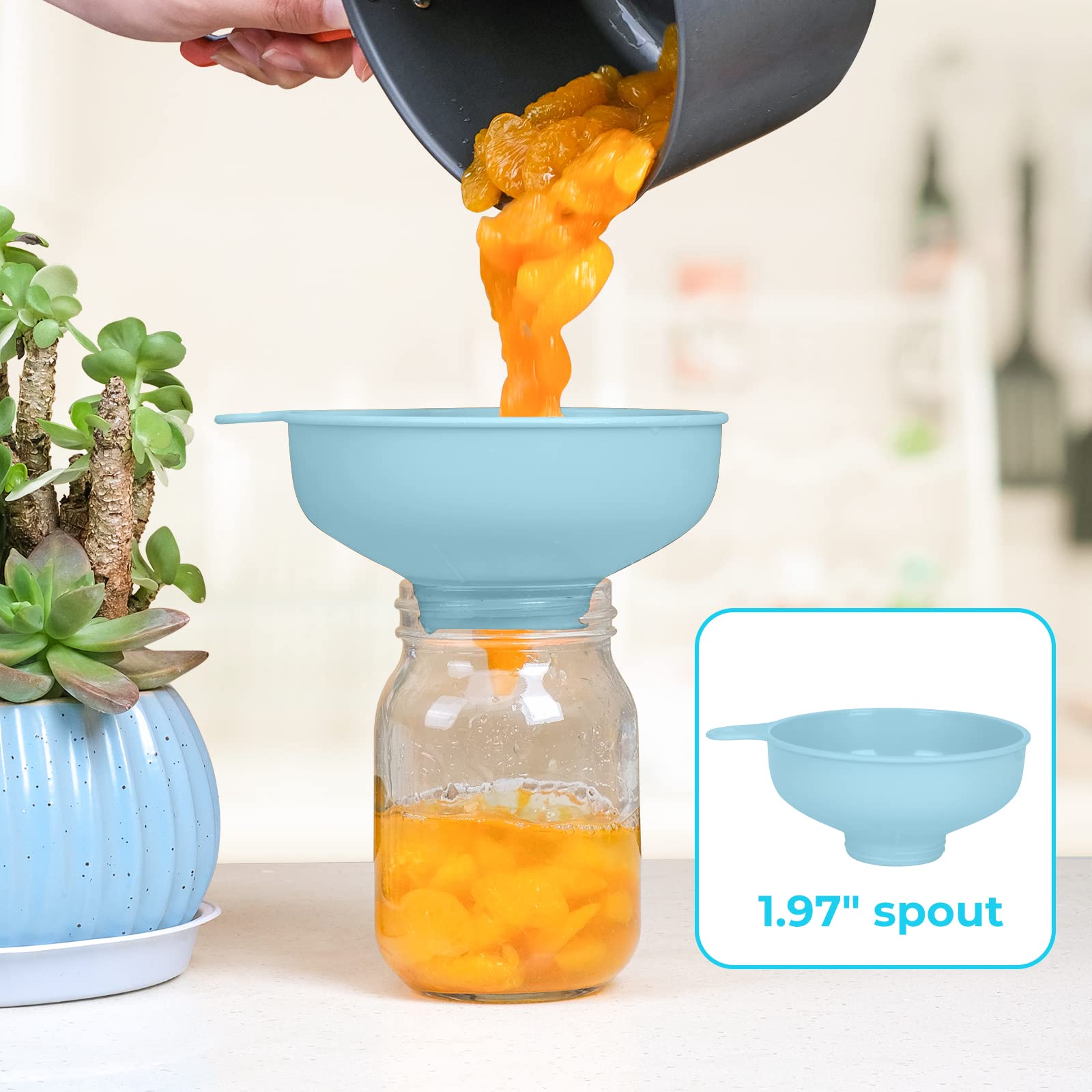 Premium Wide Mouth Kitchen Funnel Set - 4 Size Food Grade Plastic Funnels for Canning, Cooking & Filling Mason Jars - Ideal for Oils, Sauces, Spices, Shampoo & DIY Projects (Great for Home Kitchen, Baking & Preserving)