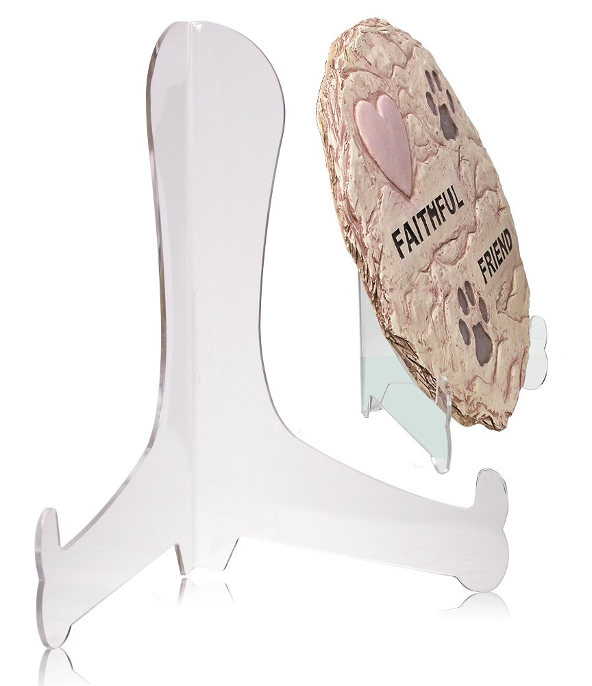 BANBERRY DESIGNS Clear Acrylic Fixed Position Easels - Set of 2 (11 Inch) - Picture Display Stand, Plate Stand, Book Stand for Home Decor, Office, Art Gallery & Retail Displays