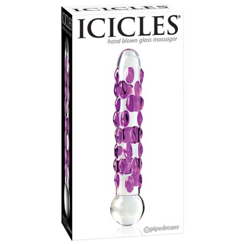 Premium Icicles No. 7 Glass Wand - Clear & Purple Adult Intimate Massager for Couples | Sensual Body Massage & G-Spot Stimulation | Perfect for Romantic Nights & Spicing Up Relationships