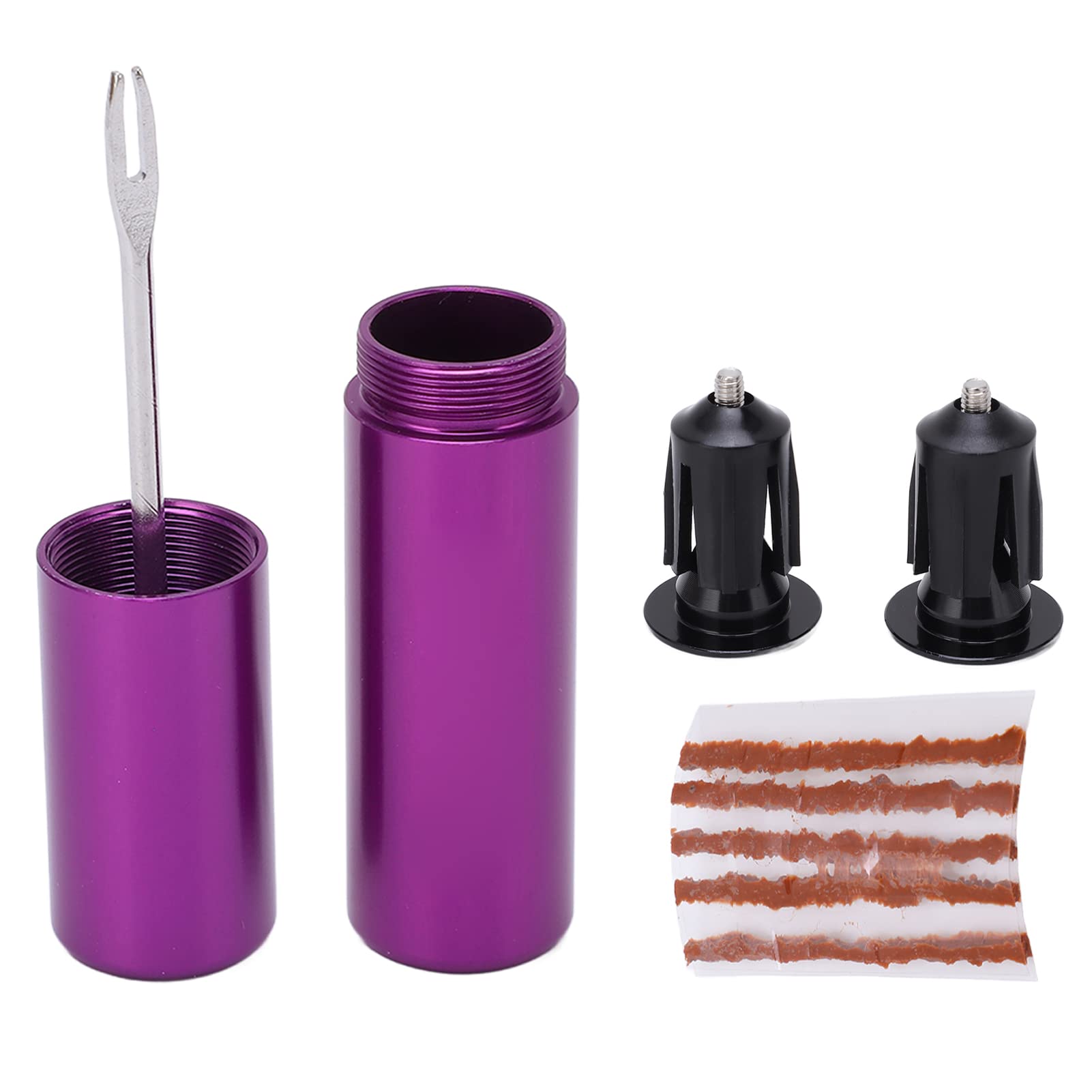 Bar End Tool Components - Portable Bike Tire Repair Kit with 5 Patch Strips for Road Bikes | Emergency Flat Tire Fix for Cycling & Commuting