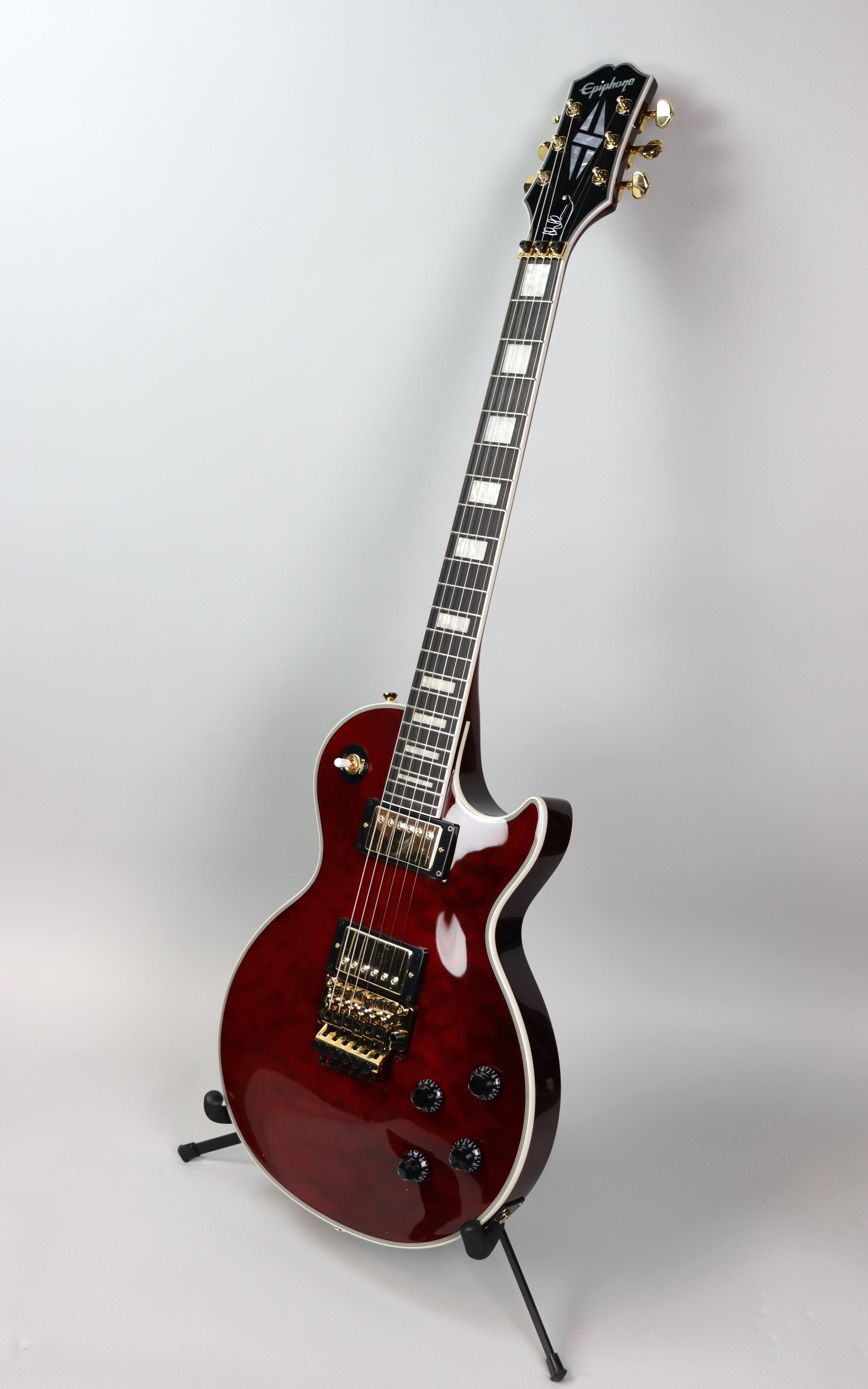 Epiphone Alex Lifeson Les Paul Custom Axcess Ruby Electric Guitar - Vintage Sunburst Finish, Mahogany Body, Maple Top | Perfect for Rock, Blues & Stage Performances