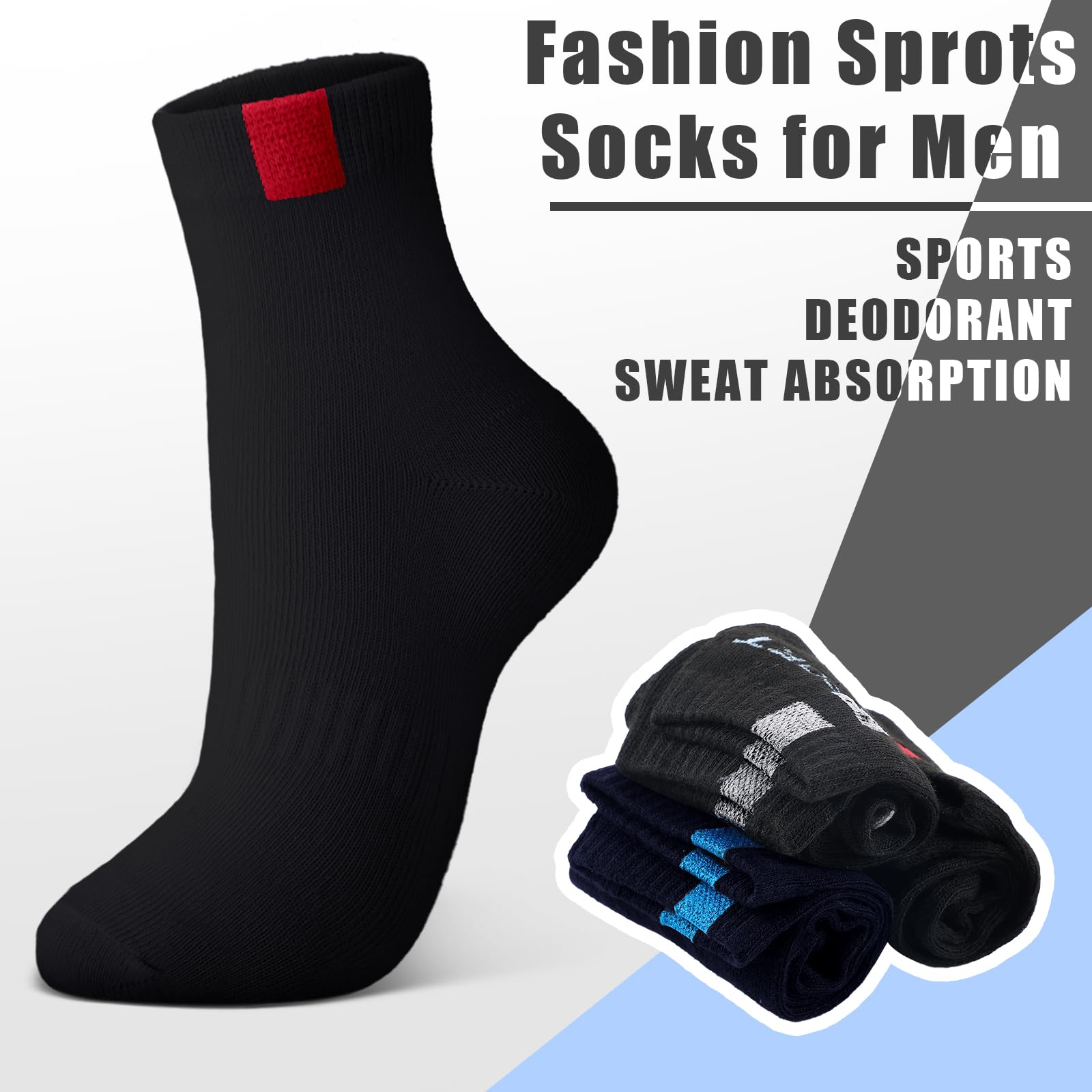 Bencailor 15 Pairs Men's Crew Socks - Breathable Athletic Socks for Running, Gym & Sports - Lightweight Comfortable Casual Socks for Daily Wear & Workout
