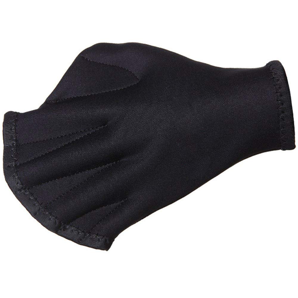 JUZZQ Webbed Swimming Gloves Paddle - Full Finger Water Resistance Training Gloves for Upper Body Workout - Fitness & Aquatic Training for Adults & Kids (Black, Small) | Perfect for Pool, Beach & Open Water Swimming