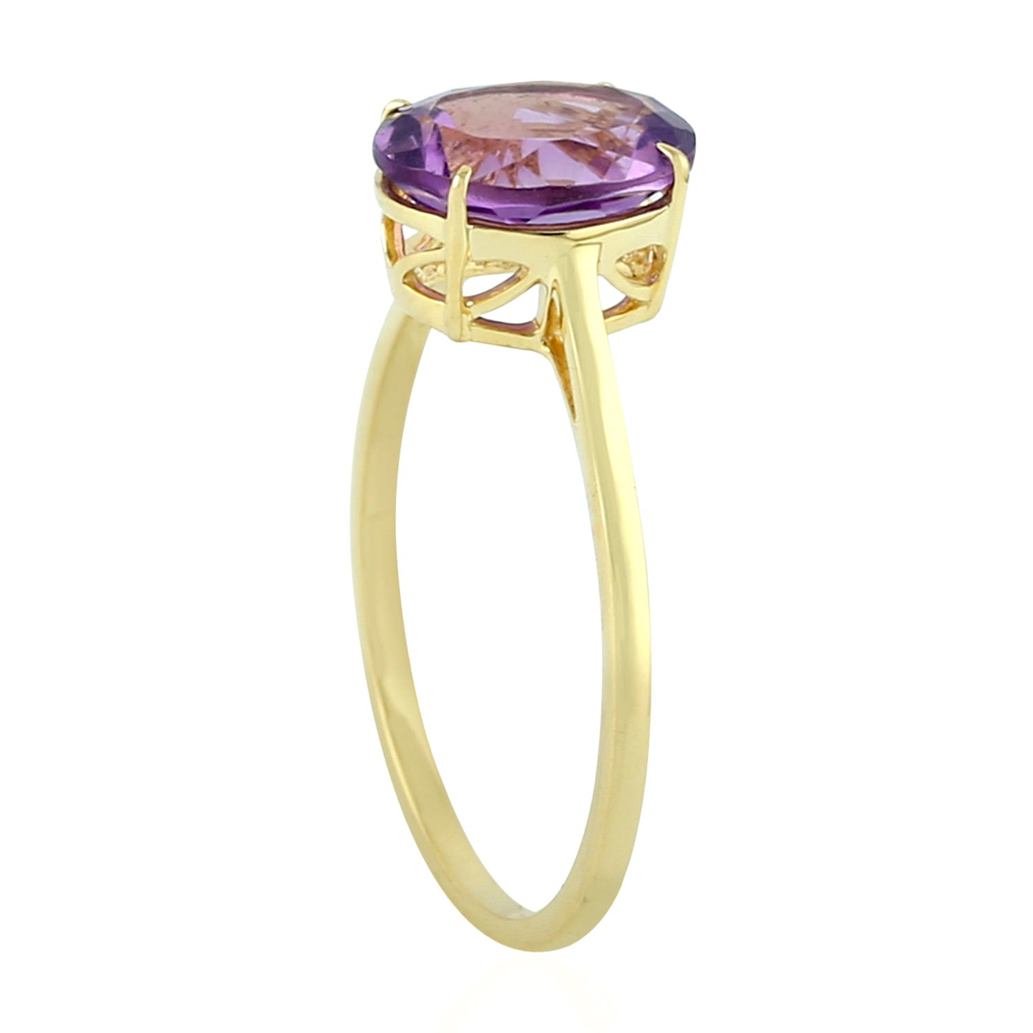 14K Yellow Gold Oval Cut Amethyst Gemstone Ring for Women | Elegant Purple Birthstone Jewelry | Perfect for Valentine's Day, Anniversary & Birthday Gifts