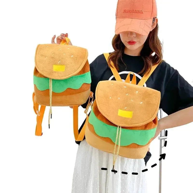 Hamburger Shaped Drawstring Backpack for Kids & Adults - Fun Fast Food Themed Gym Bag for School, Sports, and Travel Accessories