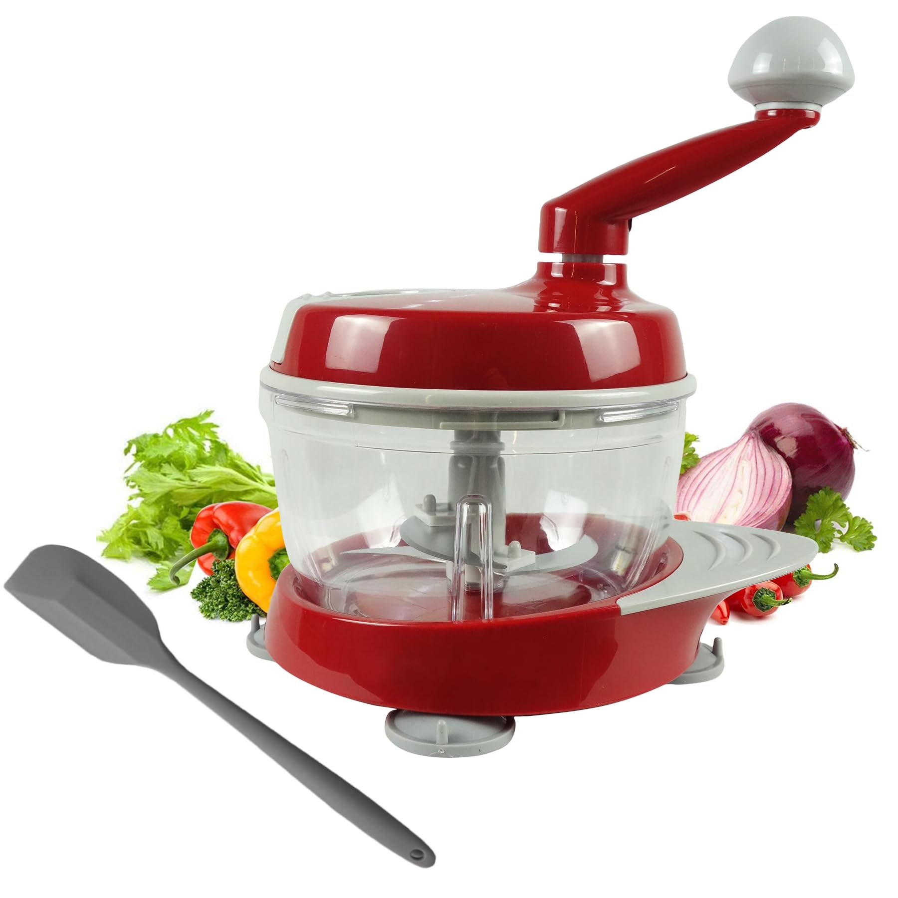 Manual Food Processor - Hand Crank Chopper for Vegetables, Meat, Fruits & Onions | Kitchen Gadget for Salsa, Salad Prep & Meal Prepping | Eco-Friendly No Electricity Needed