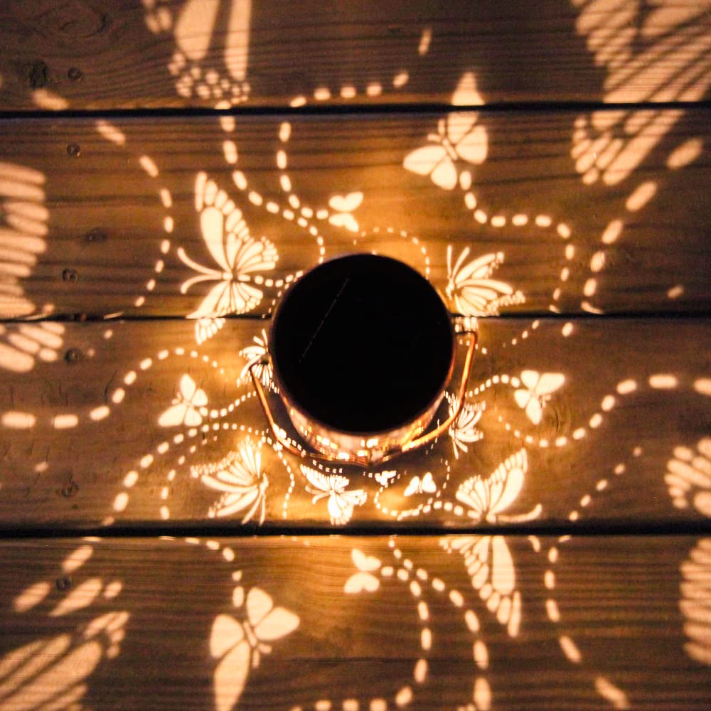 Solar Powered Outdoor Hanging Lantern Lights - Waterproof LED Butterfly Garden Lights for Patio, Yard, Pathway Decor | Romantic Landscape Lighting for Weddings, Parties & Backyard Ambience