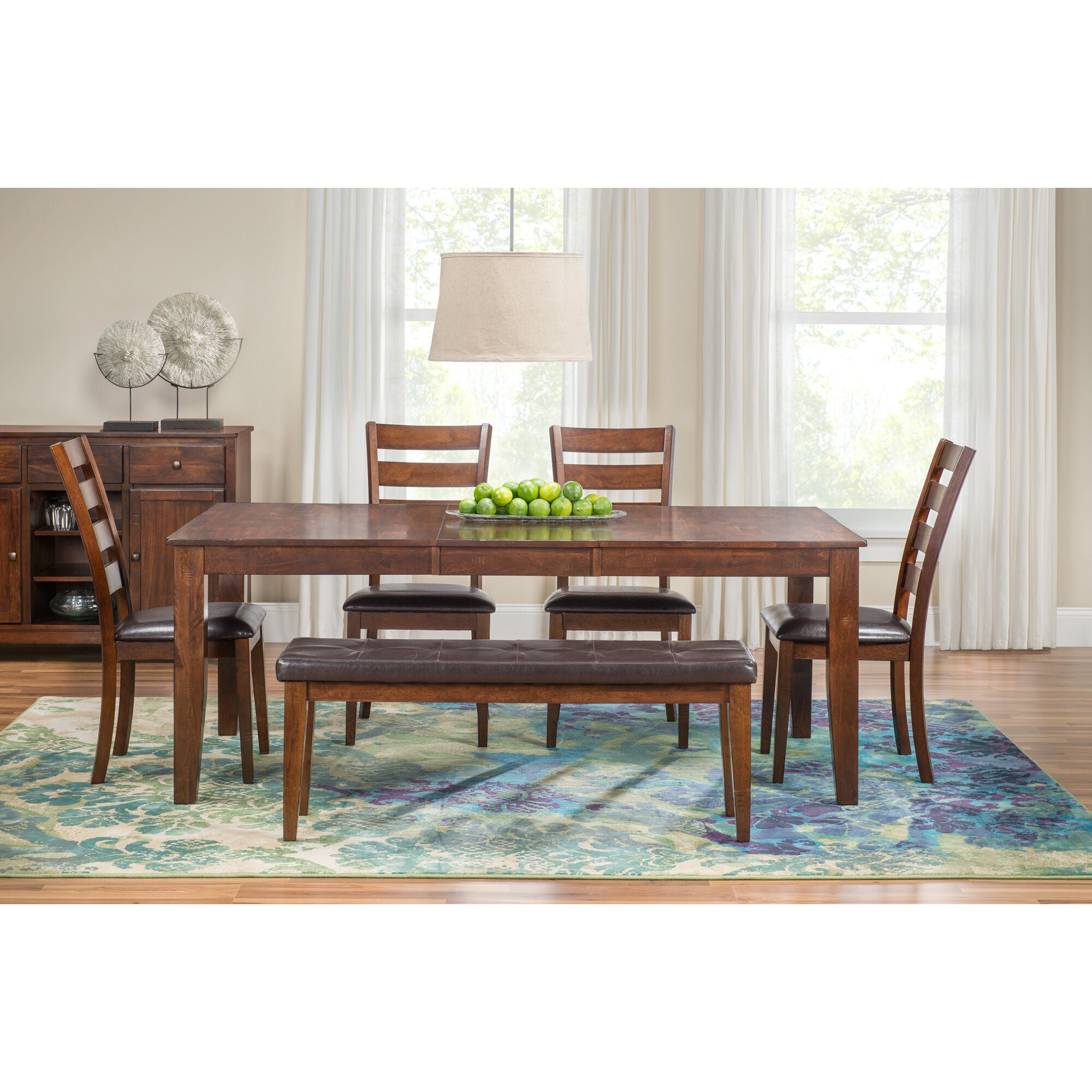 Kona 5-Piece Ladder Back Dining Room Set - Solid Wood Kitchen Table and Chairs for Family Meals & Entertaining