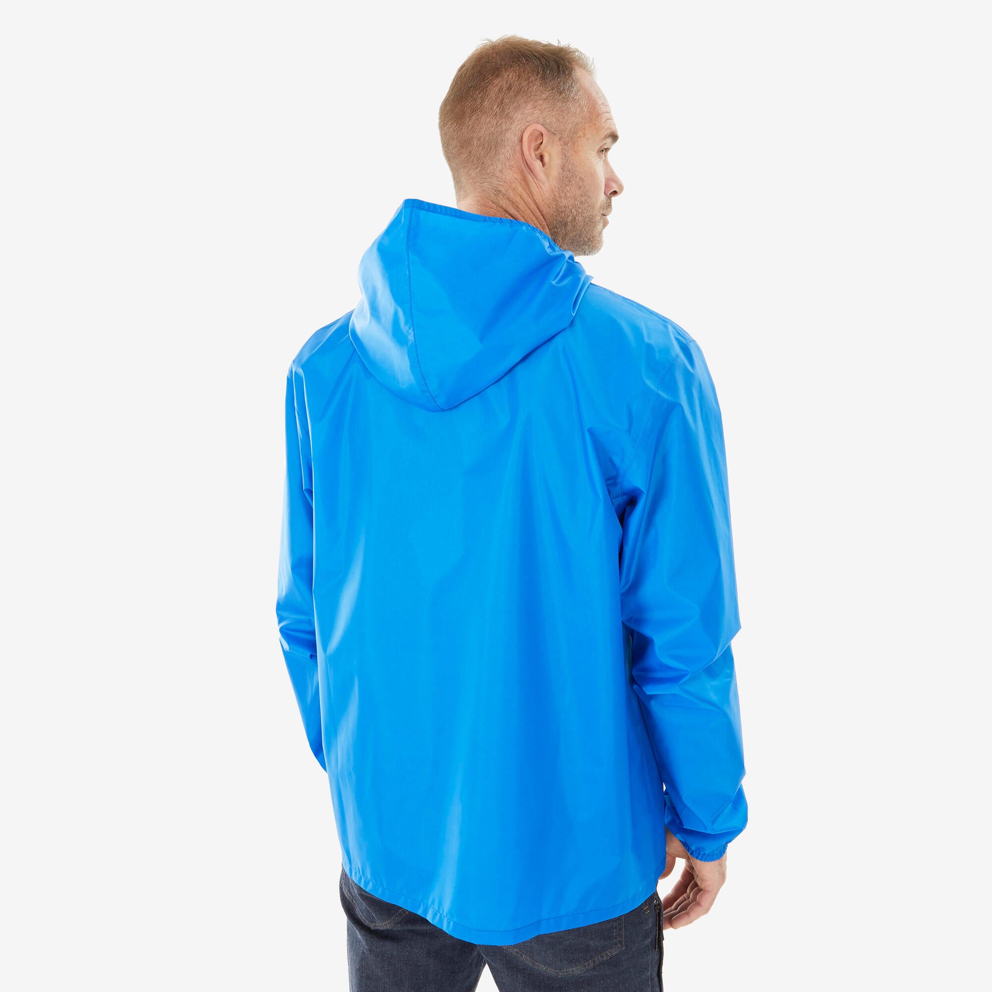 Quechua Men's Waterproof Rain Jacket - Lightweight Half Zip Windbreaker for Hiking, Camping & Outdoor Activities