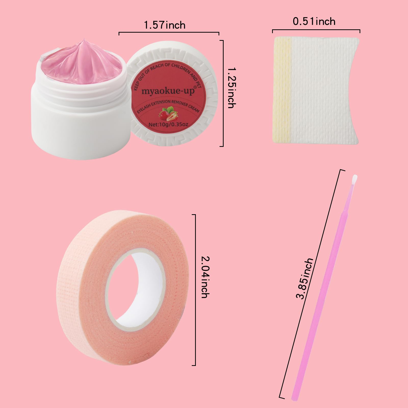 Professional Eyelash Extension Remover Kit - 10ML Strawberry Scented Lash Glue Dissolver for Salon & Home Use | Includes Eye Patch & Microswab Brushes | Gentle Formula, Fast Acting, No Irritation | Perfect for Lash Techs & DIY Beauty Enthusiasts