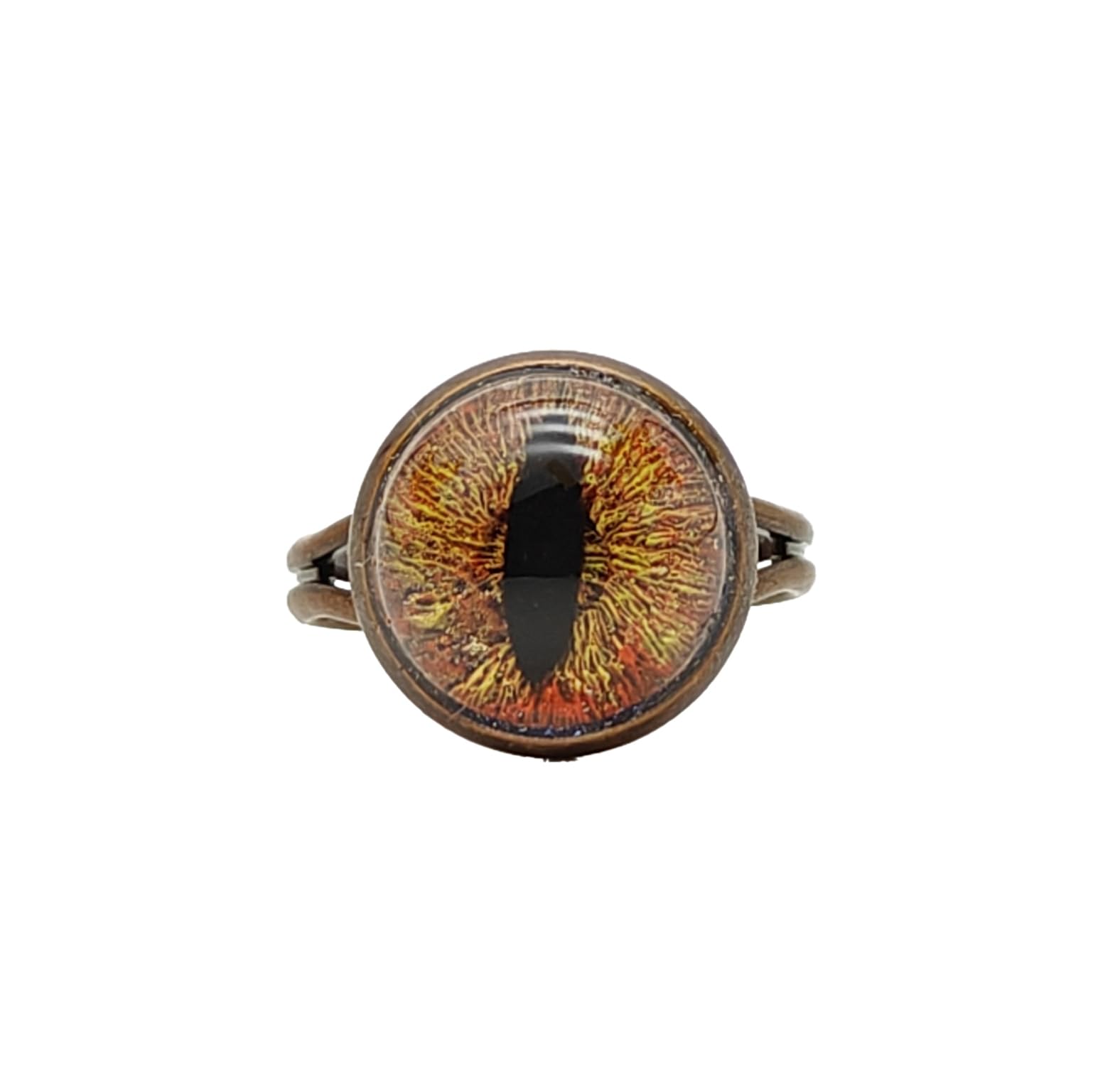 Gothic Dragon Eye Dinosaur Animal Statement Ring - Adjustable Copper Jewelry for Women, Handmade Red Resizable Ring - Perfect for Cosplay, Halloween Costumes & Gothic Fashion Accessories