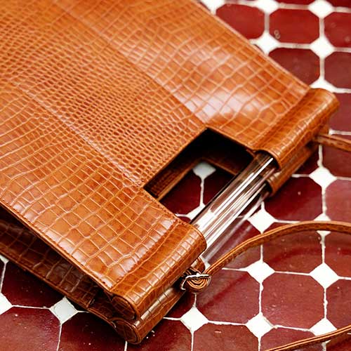 Premium Genuine Leather Crossbody Bag in Elegant Cognac Crocodile Print - Stylish & Functional for Work, Travel & Everyday Use