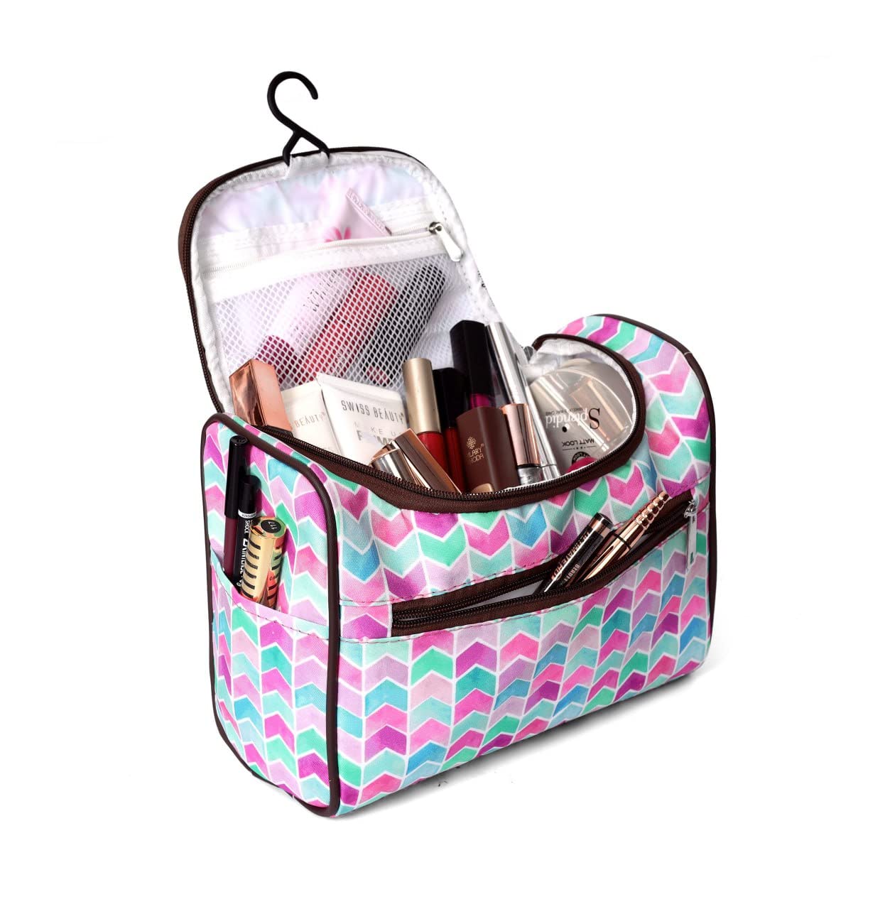 LIBAH Large Cosmetic Organizer Bag with Hook - Waterproof Makeup Travel Case for Women, Multi-Color & Design Options (1 Piece) - Perfect for Travel, Home Storage & On-the-Go Organization
