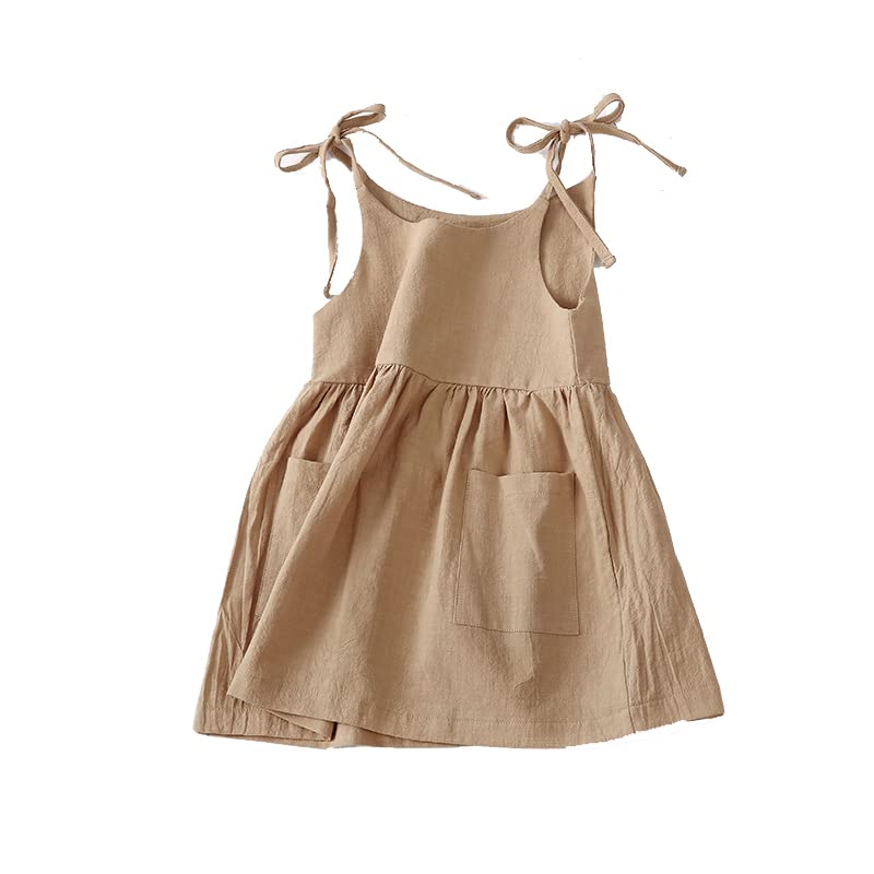 Summer Toddler Girl Dress - 100% Cotton Solid Color Kids Slip Dress with Pockets | Casual Playwear for Outdoor, Birthday Parties & Daily Wear
