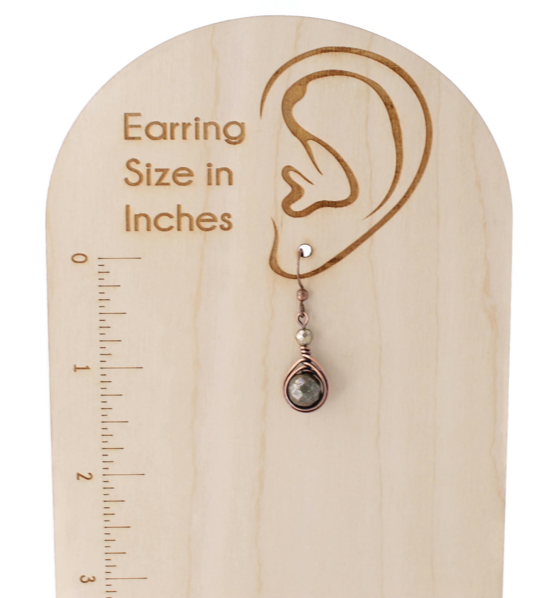 Handmade Solid Copper Earrings with Natural Pyrite Gemstone - Antiqued Finish, 1 Inch Drop - Boho Jewelry for Women, Gift for Her, Perfect for Parties & Special Occasions