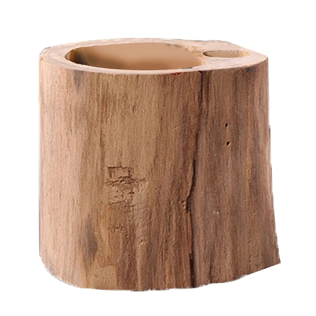Handmade Solid Wood Desktop Pen Holder - Office Desk Storage Box with Log Design, Wooden Craft Decor for Home & Workspace Organization
