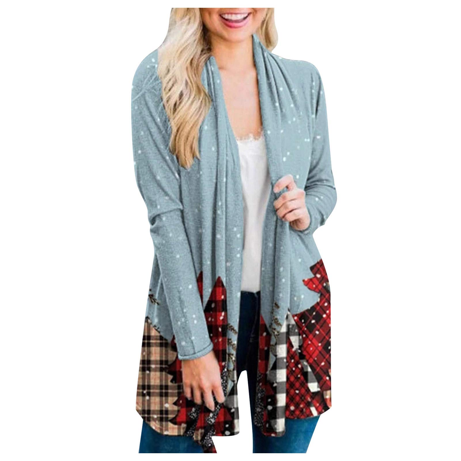 Women's Christmas Digital Print Casual Long Sleeve Cardigan Sweater - Cozy Holiday Pullover for Winter Parties, Family Gatherings & Office Wear