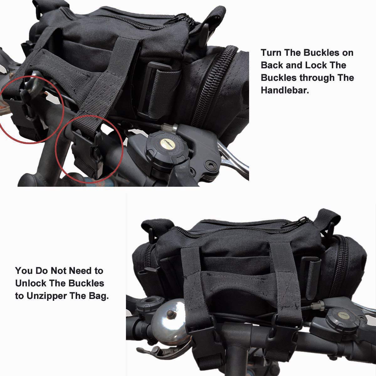 BraveHawk OUTDOORS Bike Handlebar Bag - Waterproof 900D Nylon Oxford Cycling Pack for Bicycle Accessories, Multi-Purpose Waist Bag (Black) - Perfect for Commuting, Mountain Biking & Outdoor Adventures