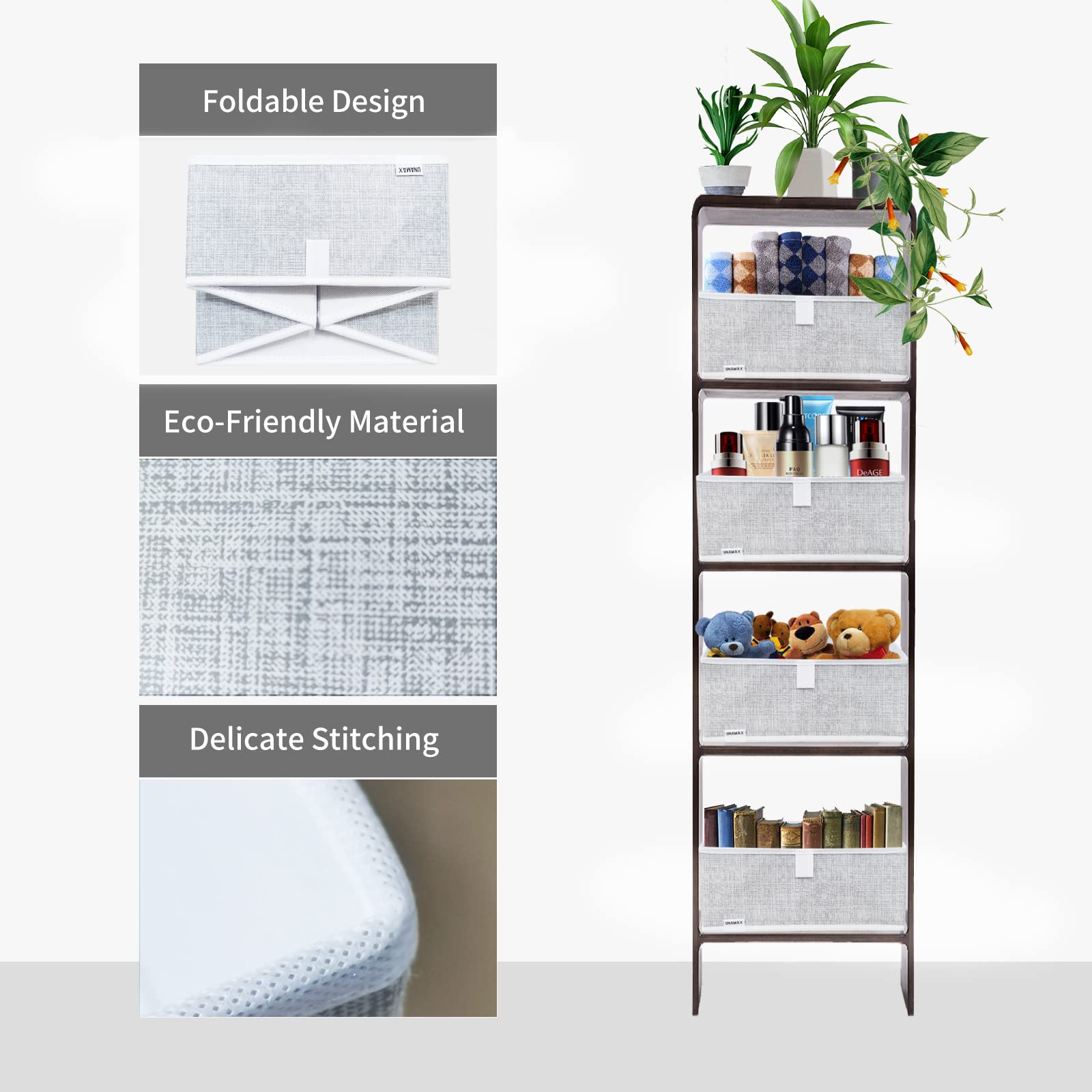 3-Pack Large Foldable Fabric Storage Bins - Trapezoid Organizing Baskets for Clothes, Toys, Towels, Books & DVDs (11.6