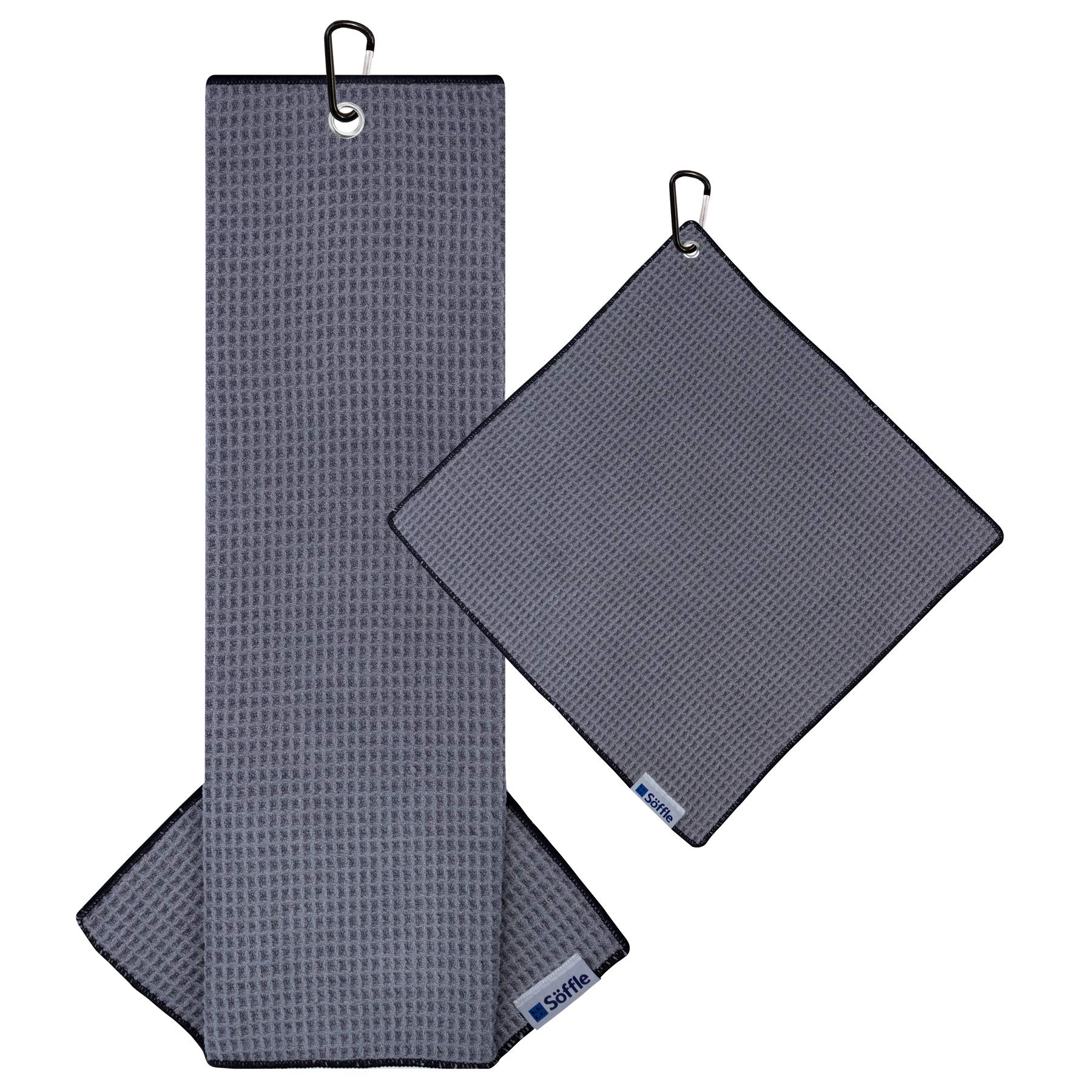 Premium Waffle Golf Towels Set - Tri-Fold Microfiber Towel with Clip, 16