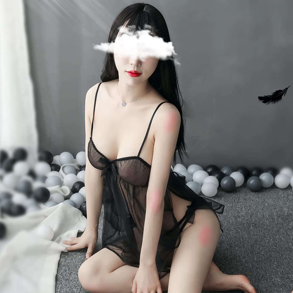 Sexy Lace Babydoll Nightgown for Women - Sheer Mesh Chemise Sleepwear & Robe - Perfect for Valentine's Day, Honeymoon, and Romantic Nights