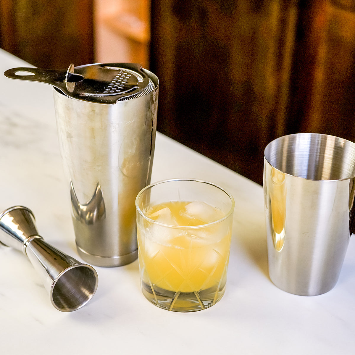 Premium Stainless Steel Cocktail Shaker Set (4-Piece) - Bar Tools for Mixing Martinis, Margaritas & Cocktails at Home or Professional Bars