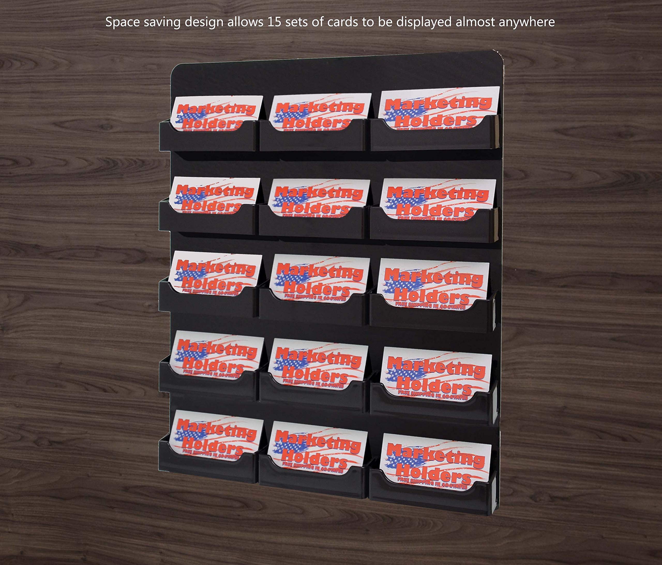 6 Pack Black Acrylic Hanging Business Card Holder - 15 Slot Rack for 3.5