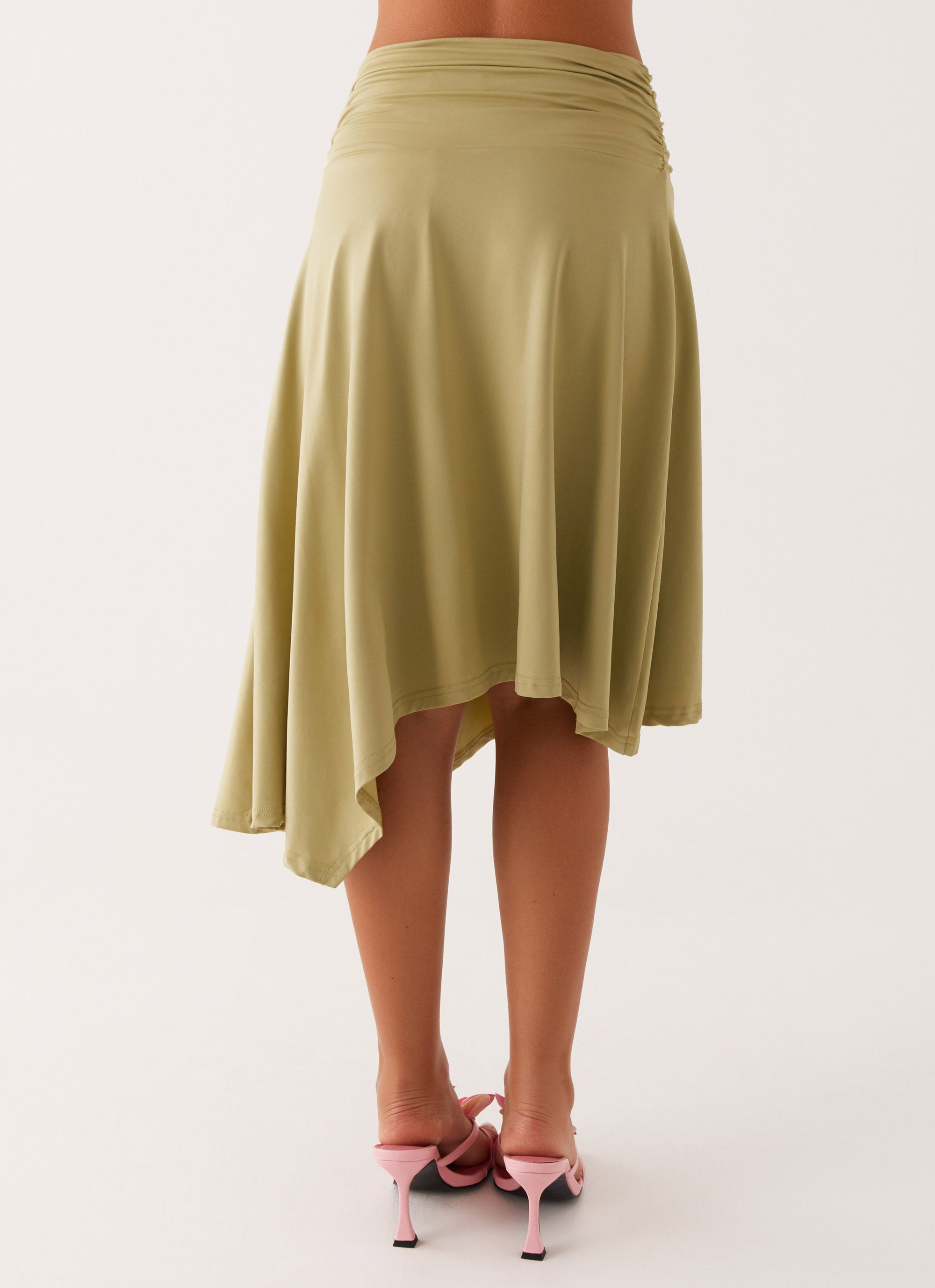 Stylish Green Dolly Midi Skirt for Women | Flowy A-Line Summer Skirt | Perfect for Casual Outings, Beach Vacations & Date Nights