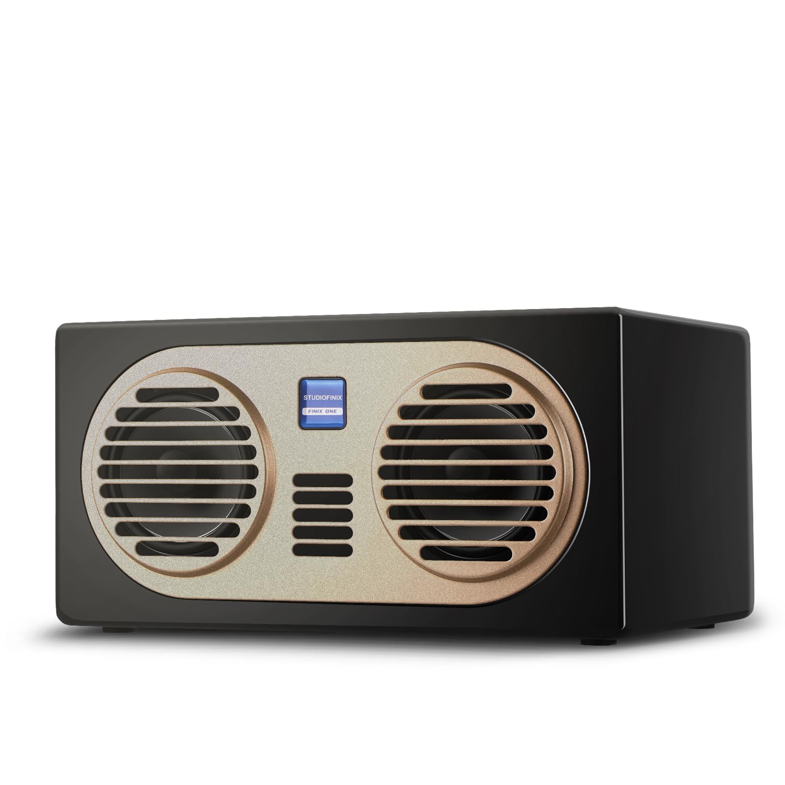 STUDIOFINIX 100W Wireless Bluetooth Bookshelf Speakers - 4 Inch Wooden Retro Home Audio System with Bluetooth for Home, Party, Office (Black) | Perfect for Living Room, Bedroom, Outdoor Gatherings & Workspace