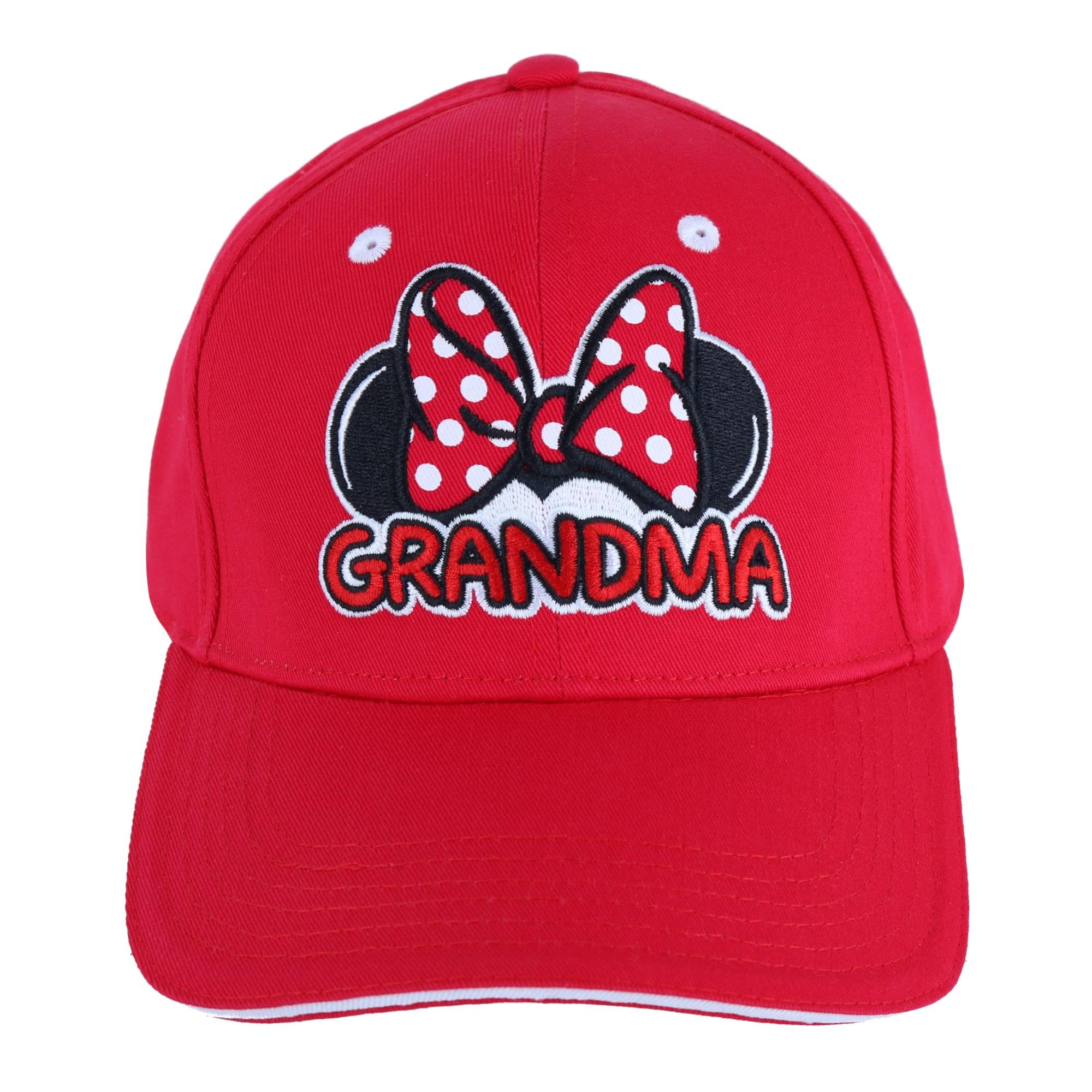 Disney Grandma and Grandpa Baseball Cap - Red Vintage Style Adjustable Dad Hat for Grandparents Day Gift, Family Reunions & Outdoor Activities
