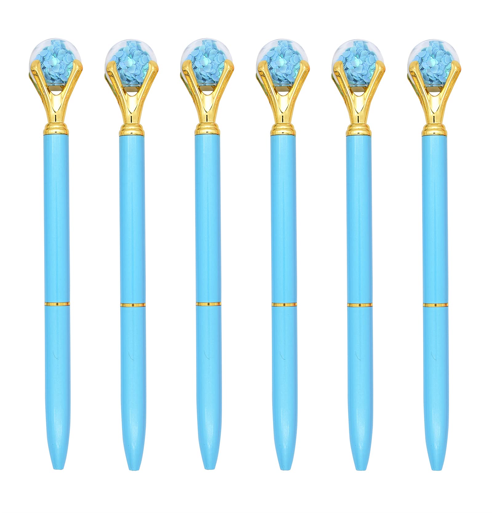 Gullor 6-Pack Black Ink Ballpoint Pens with Diamond Design - Medium Point Smooth Writing for Office, School & Journaling