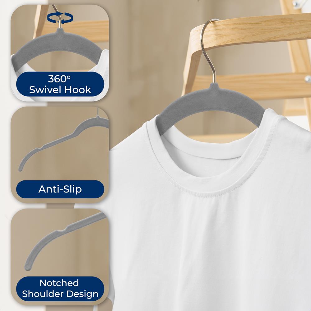 30 Piece Velvet Hangers - Non-Slip Clothes Hangers for Closet Organization, Space Saving & Delicate Garment Care - Perfect for Wardrobe, Laundry Room & Travel Packing
