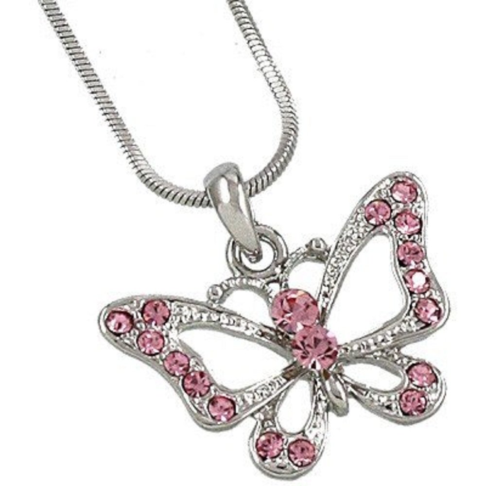 Elegant Pink Butterfly Charm Pendant Necklace for Women - Dainty Jewelry Gift for Birthday, Anniversary & Valentine's Day - Perfect for Everyday Wear & Special Occasions