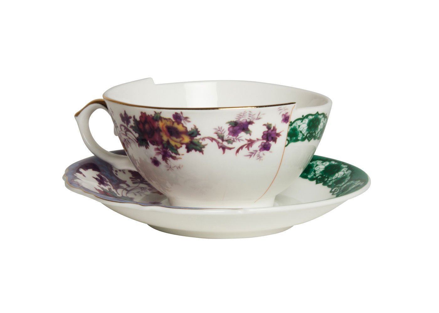 SELETTI Hybrid-Isidora Porcelain Tea Cup and Saucer Set - Elegant Coffee & Tea Drinking for Home, Office, and Gift Giving