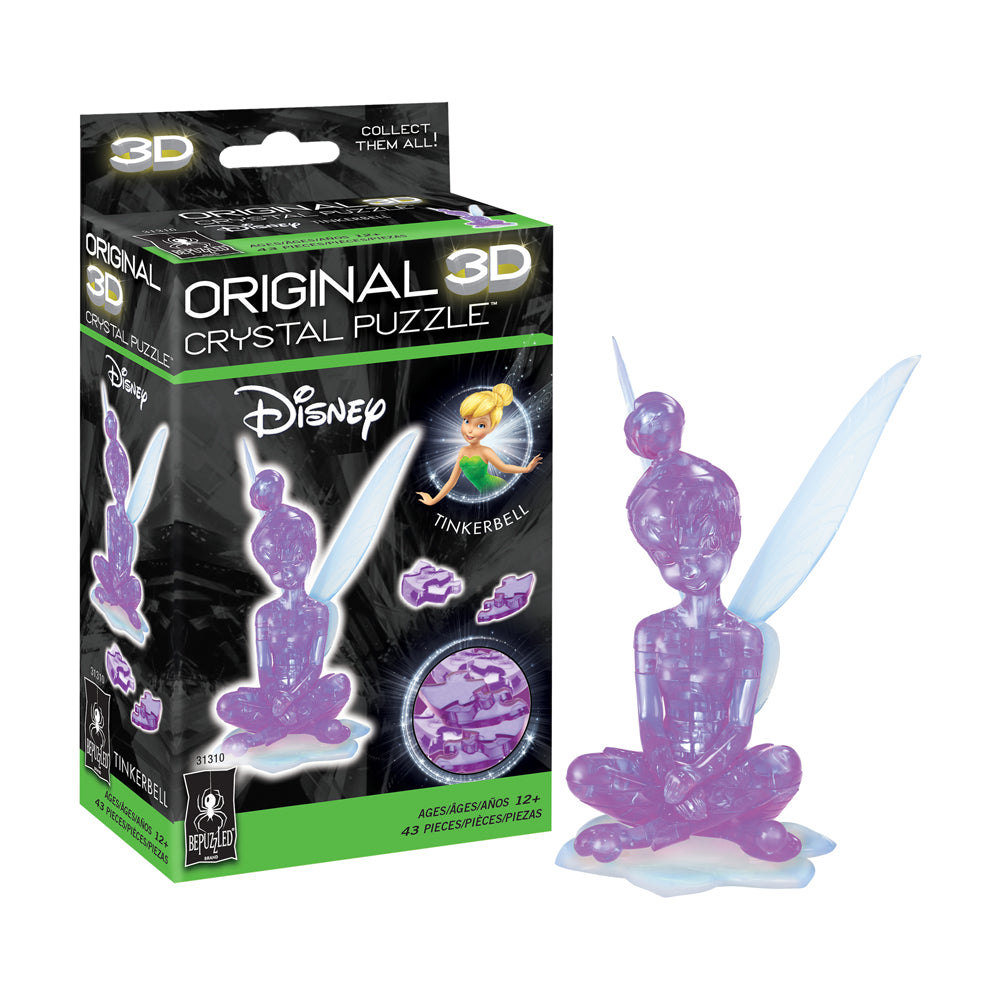 Disney Tinker Bell 3D Crystal Puzzle - 43 Piece Brain Teaser for Adults & Kids | Perfect for Family Game Night & Disney Fan Collectibles