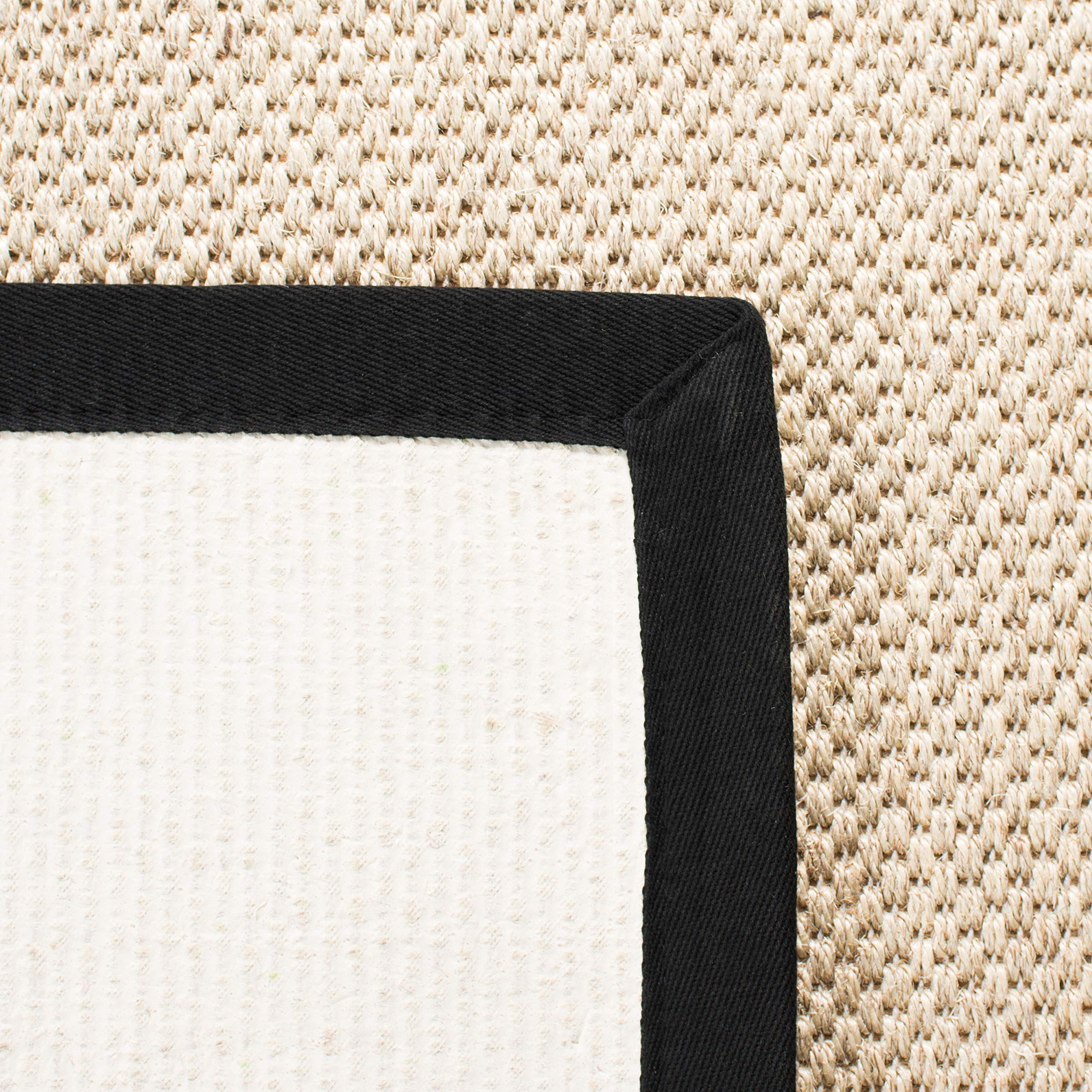 SAFAVIEH Natural Fiber Collection 8' Square Marble & Black NF143A Border Sisal Area Rug - Perfect for Living Room, Bedroom, or Office Decor