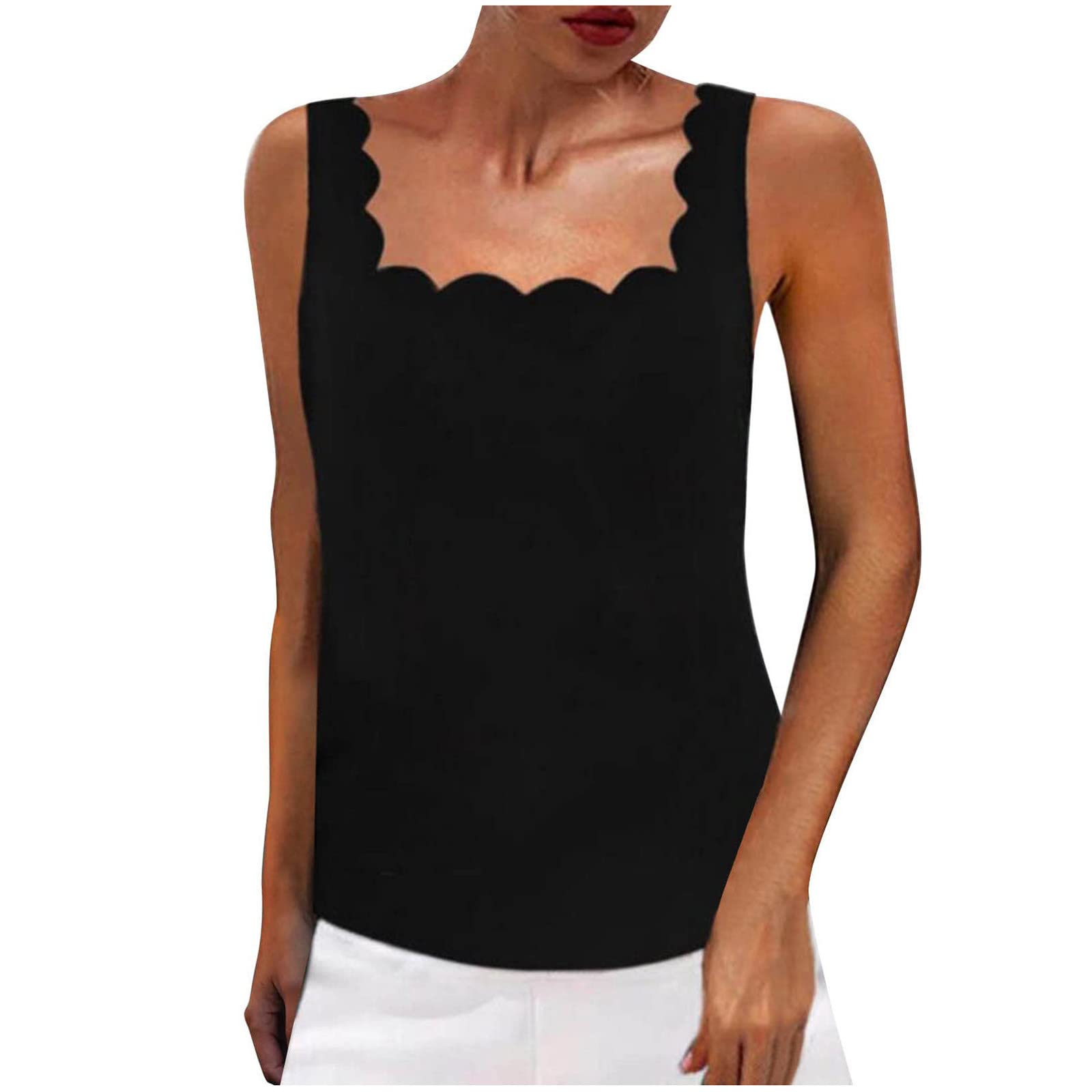 Floral Printed Square Collar Sleeveless Tank Tops for Women - Summer Beachwear, Casual Wear & Vacation Outfits