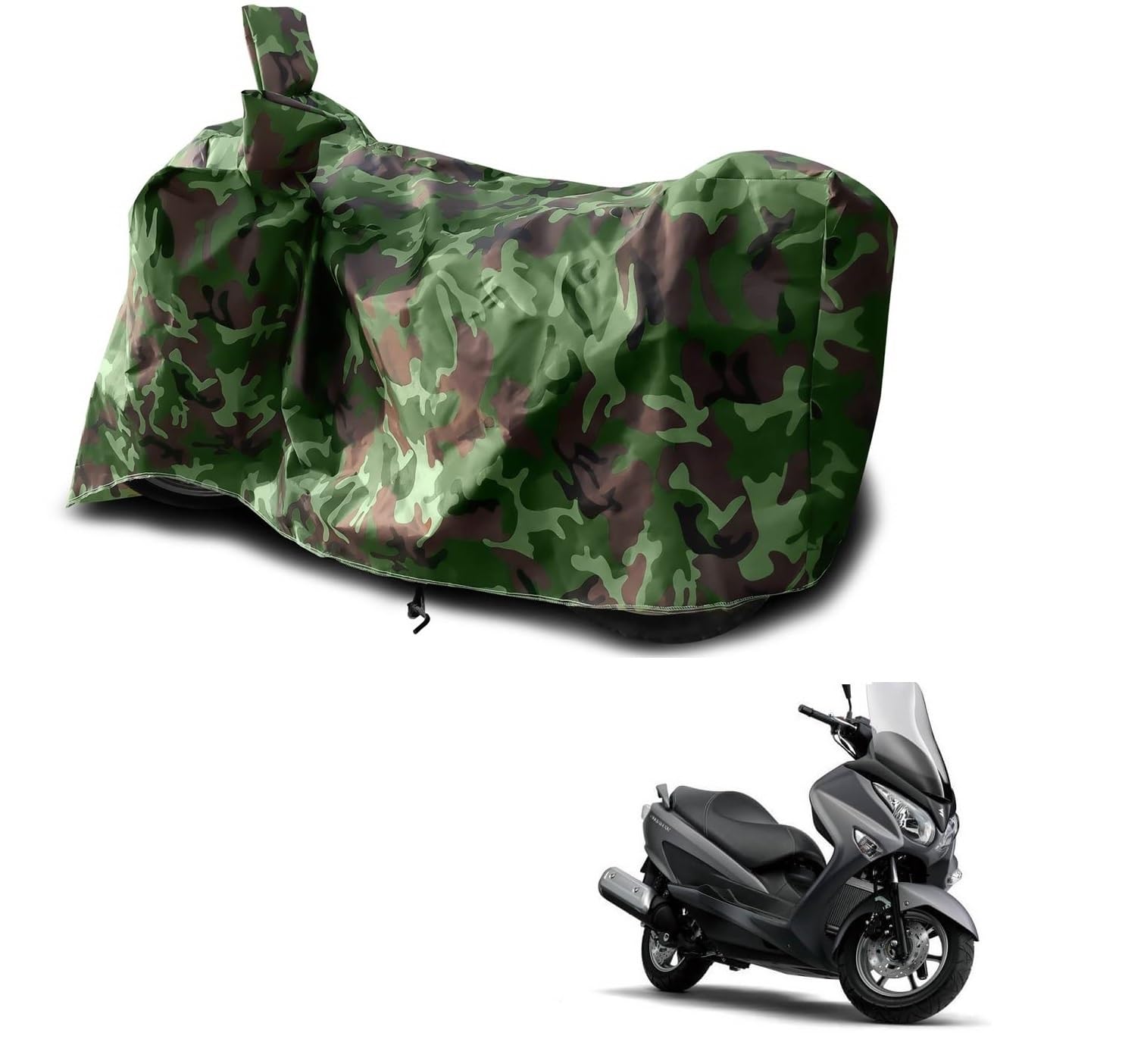 Kozdiko Waterproof Jungle Print Motorcycle Cover with Mirror Pockets & Buckle Strap - Fits Suzuki Burgman Street - Outdoor Bike Protection for Rain, Sun & Dust