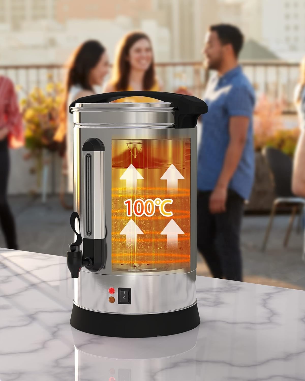 120 Cups (18L/4.8 Gallon) Commercial Coffee Maker - Stainless Steel Large Capacity Hot Coffee & Water Dispenser for Buffet, Catering, Wedding, Office, Restaurant, Church Events - Keeps Beverages Hot for Hours