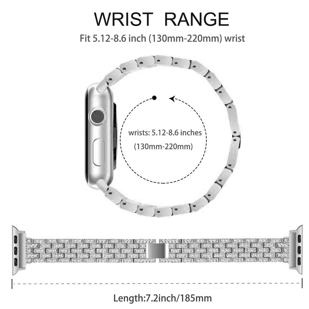BestMin Bands Compatible with Apple Watch 38mm 40mm 42mm 44mm - Luxury Rhinestone Strap for iWatch Series 6/5/4/3/2/1 & SE - Elegant Replacement Wristband for Women, Perfect for Parties, Weddings & Special Occasions