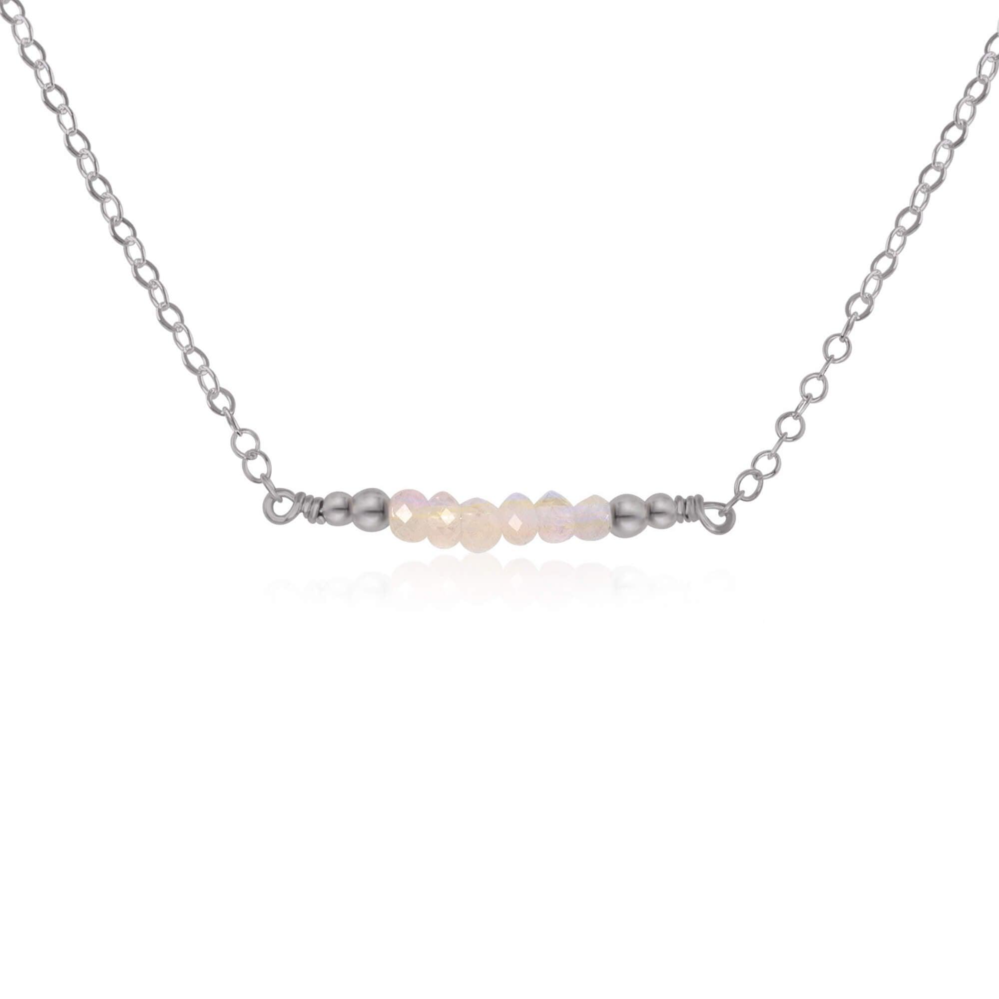 Sparkling Rainbow Moonstone Faceted Bead Bar Necklace - Elegant Handmade Jewelry for Women, Gift for Her, Perfect for Weddings, Parties & Special Occasions