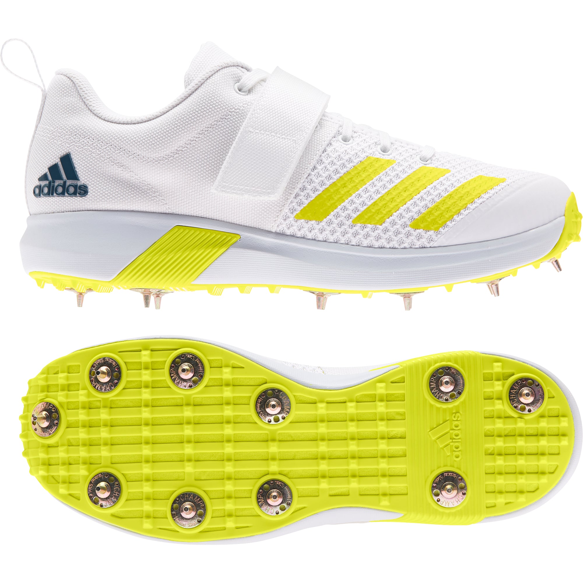 Adidas Adipower Vector Cricket Shoes - White & Yellow | Lightweight & Durable for Professional Matches & Training