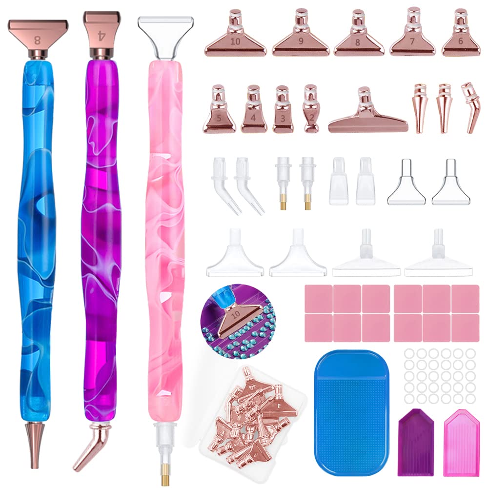 45 Pcs Diamond Art Painting Pen Kit with Stainless Steel & Plastic Tips - 5D Diamond Painting Tools for DIY Crafts, Gifts, Home Decor & Scrapbooking