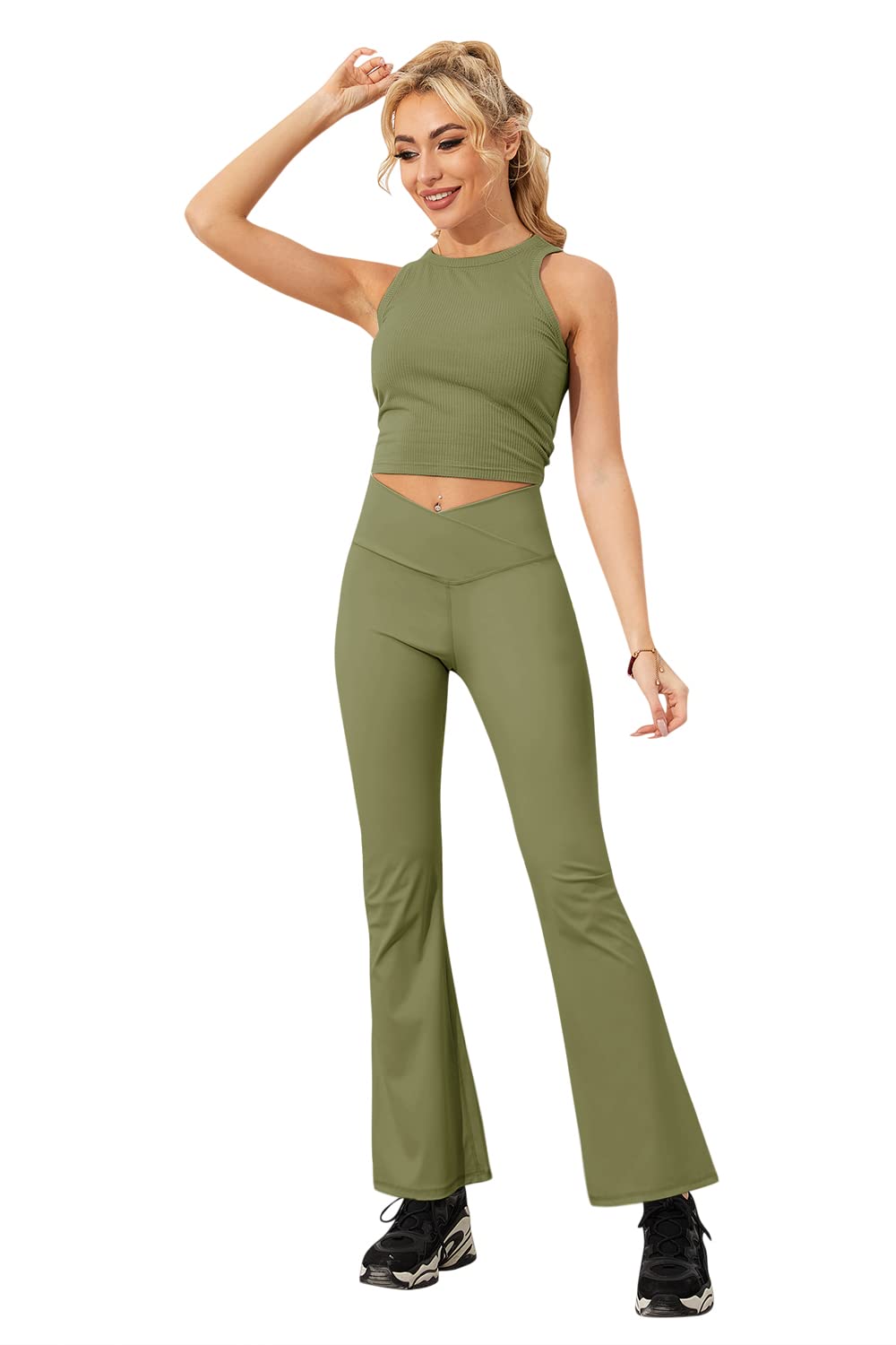 Esobo Women's Bootleg Yoga Pants - High Waisted Wide Leg Flare Workout Pants for Yoga, Office & Casual Wear | Comfortable Bootcut Dress Pants for Work & Everyday Use