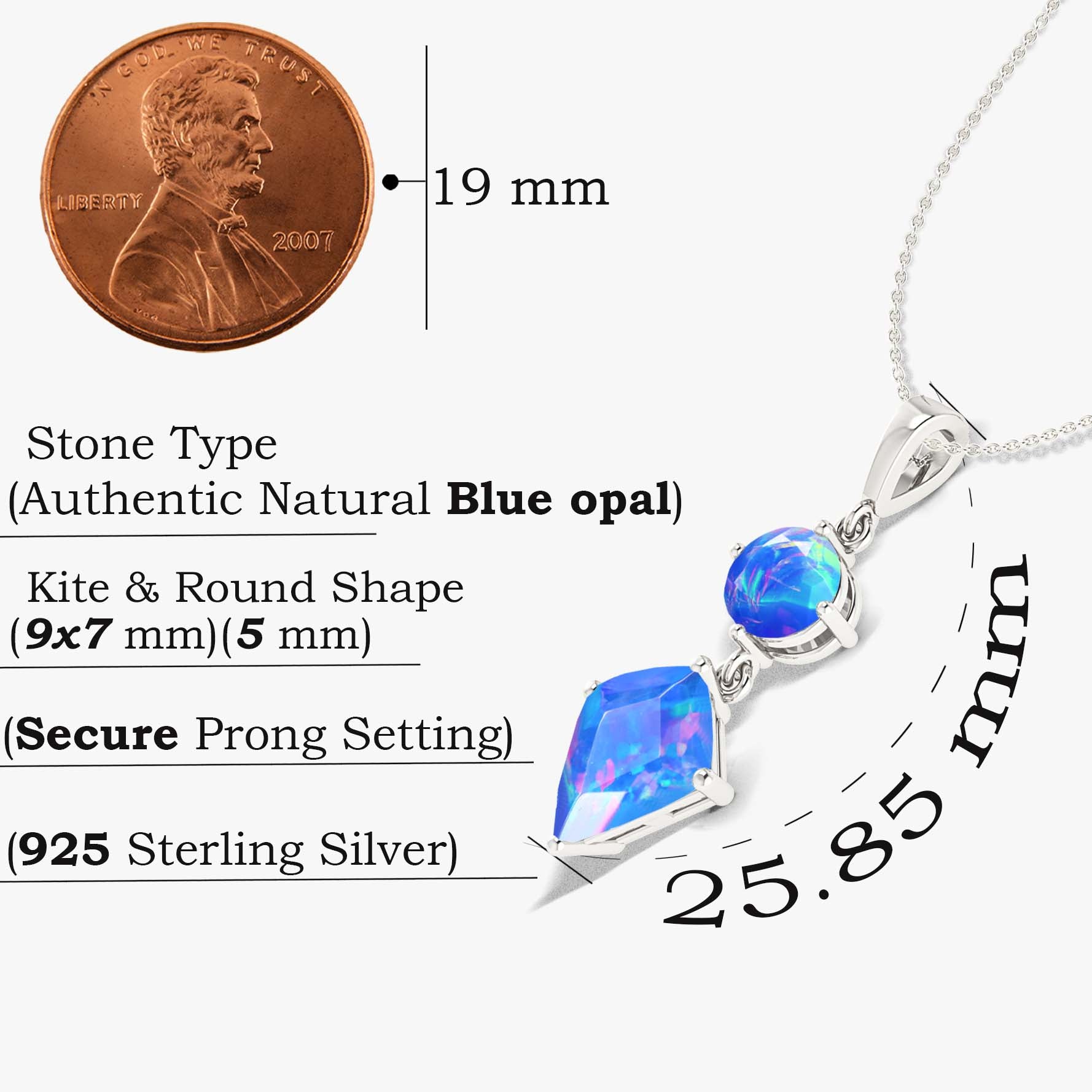 Natural Blue Opal Dual Stone Long Chain Pendant Necklace for Women - Elegant Boho Jewelry Gift for Birthday, Anniversary & Special Occasions