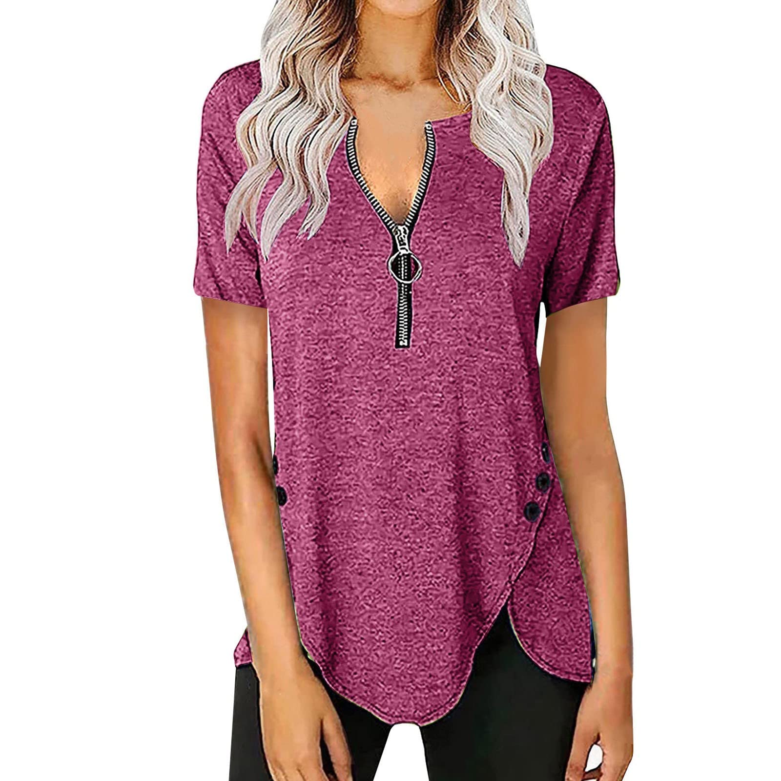 Women's Casual Short Sleeve T-Shirt - Round Neck Summer Blouse with Loose Fit & Asymmetric Hem in Tan Lace | Perfect for Beach Outings, Date Nights & Everyday Wear