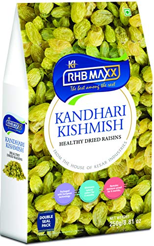Organic RHB MAXX Healthy Dried Raisins Kandhari Kishmish - Premium Natural Sweet Snack for Baking, Cooking & Healthy Eating