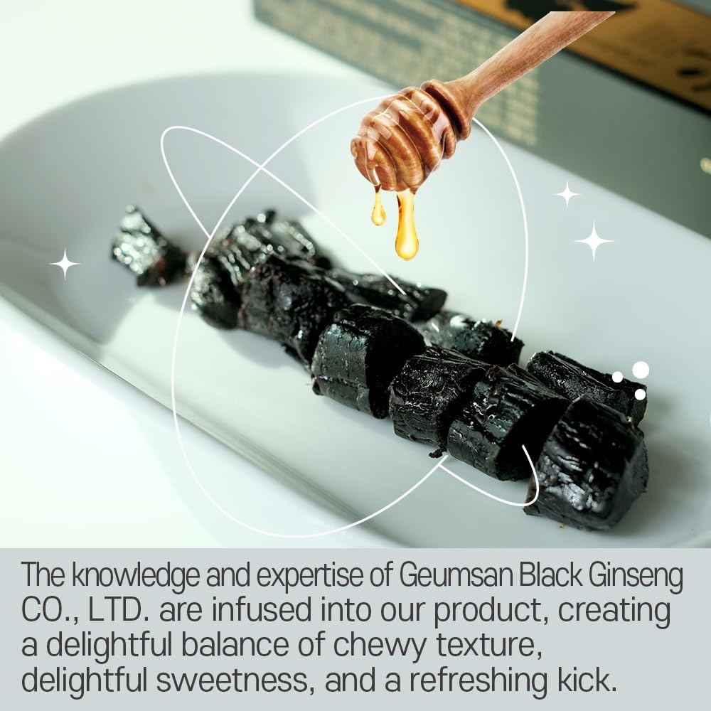 Premium Korean Black Ginseng Honeyed Whole Root 300g - Authentic Herbal Supplement for Energy Boost & Immune Support - Perfect for Tea, Smoothies & Wellness Drinks
