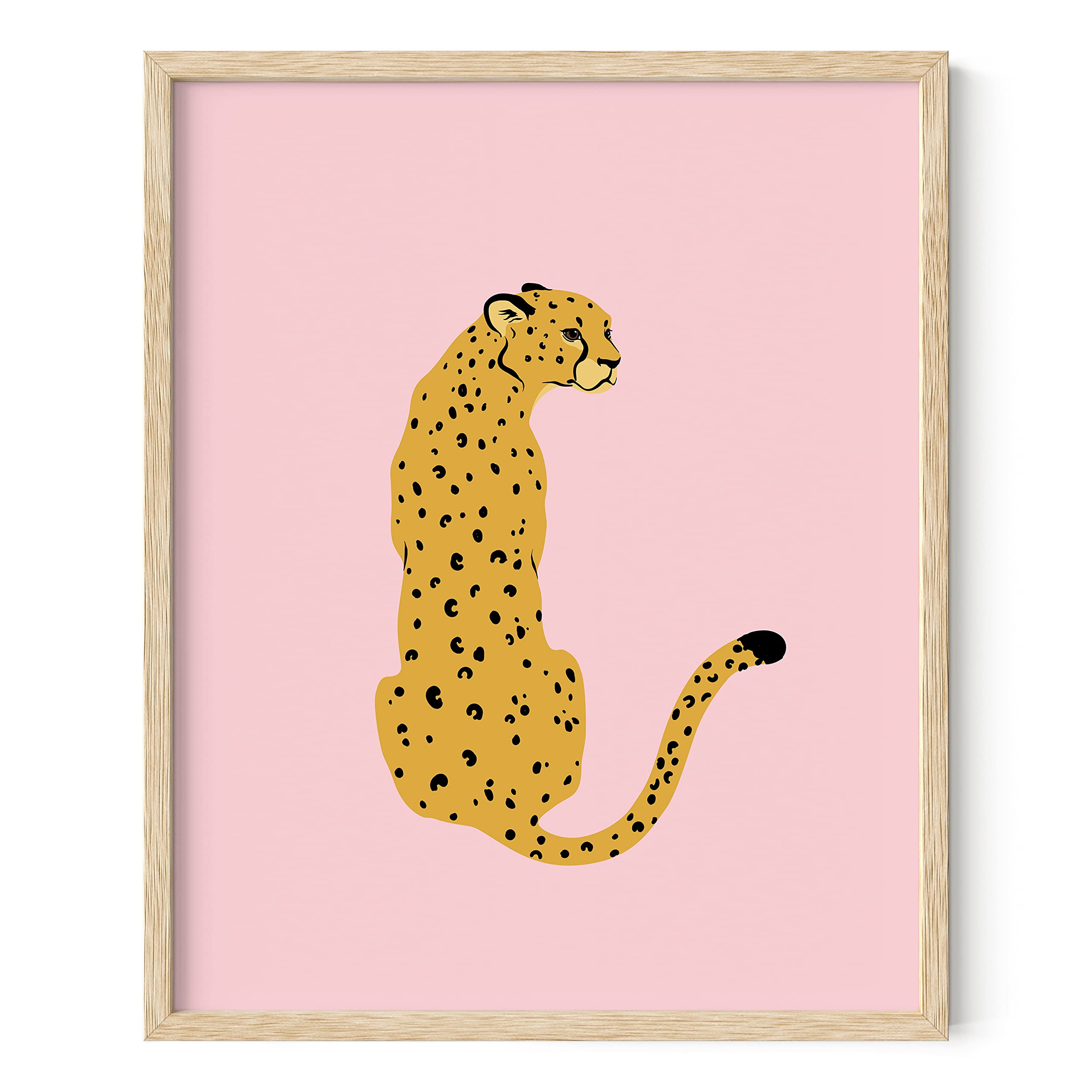HAUS AND HUES Pink Cheetah Print Wall Art Poster - 16” x 20” Beige Framed Decor for Bedroom, Living Room & Office Aesthetic | Blush Pink Animal Print Home Decor | Perfect for Boho, Modern & Safari Theme Rooms