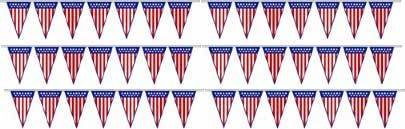 Patriotic Flying V-Shaped Flag Pennant Strings - Pack of 25 | American Decorations for 4th of July, Memorial Day & Patriotic Parties | Perfect for Outdoor & Indoor Celebrations